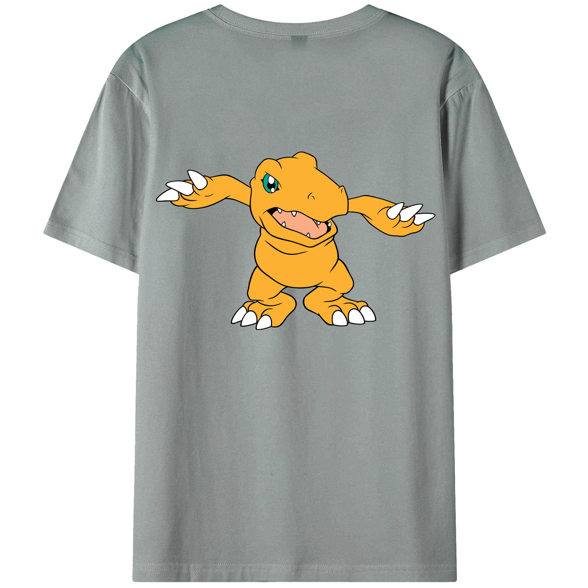 （画像用） Digimon デジタルモンスター/デジモン 綿100％ メンズ半袖Tシャツ（バックプリント） 通気性